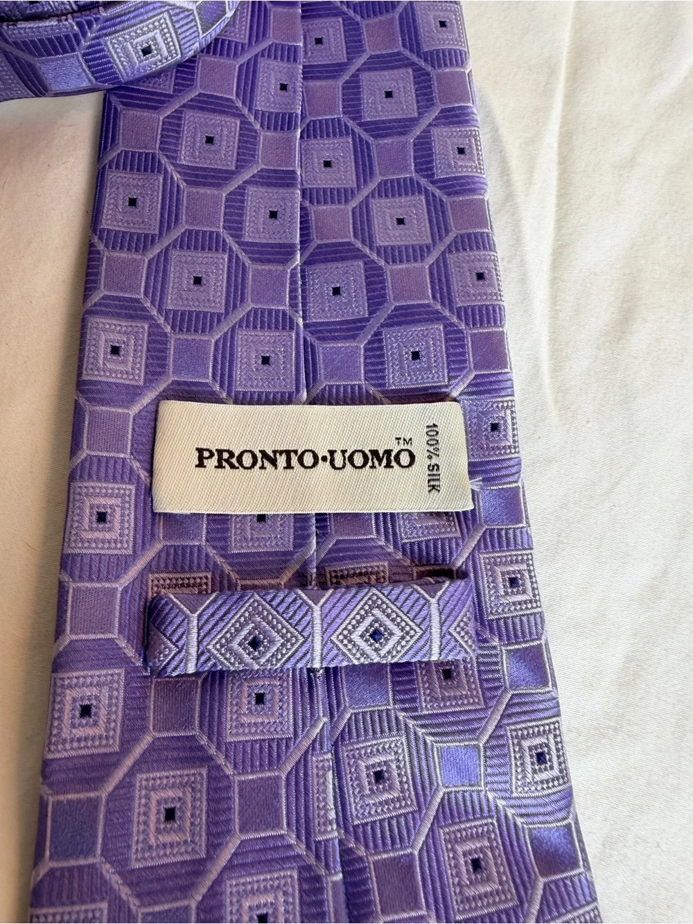 Pronto Uomo Purple Geometric Silk Tie